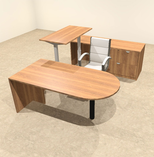 4PC U Shape Modern Executive Office Desk w/Height Adjustable Desk, OT-SUL-UH9