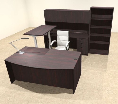 6PC U Shape Modern Executive Office Desk w/Height Adjustable Desk, OT-SUL-UH31
