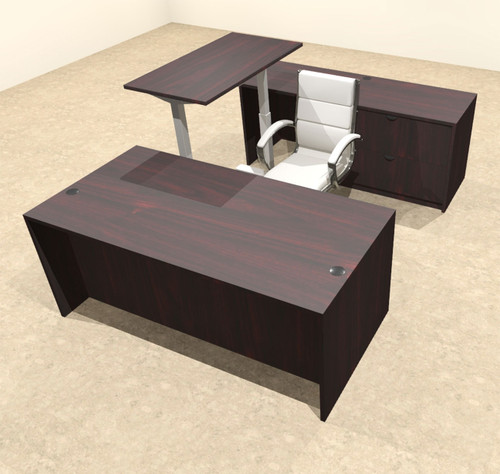 4PC U Shape Modern Executive Office Desk w/Height Adjustable Desk, OT-SUL-UH35