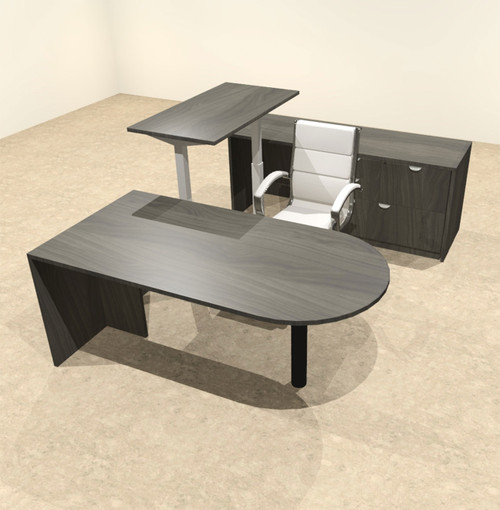 4PC U Shape Modern Executive Office Desk w/Height Adjustable Desk, OT-SUL-UH55