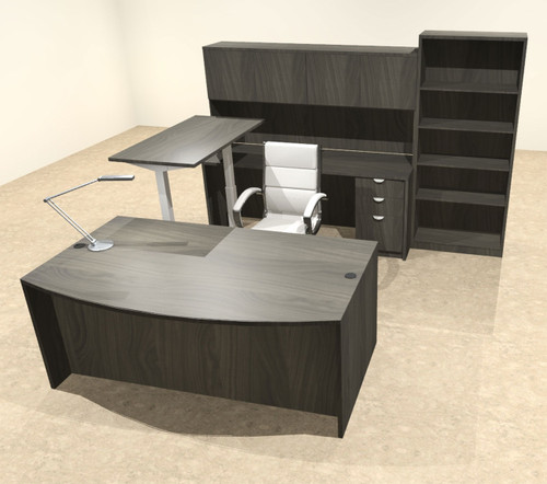 6PC U Shape Modern Executive Office Desk w/Height Adjustable Desk, OT-SUL-UH60