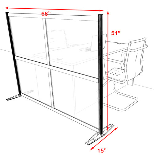 One Loft Modern Office Home Aluminum Frame Partition / Divider / Sneeze Guard, #UT-ALU-P5-A