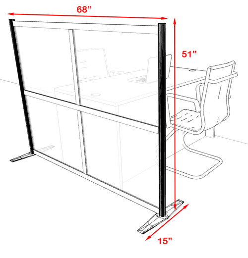 One Loft Modern Office Home Aluminum Frame Partition / Divider / Sneeze Guard, #UT-ALU-P8