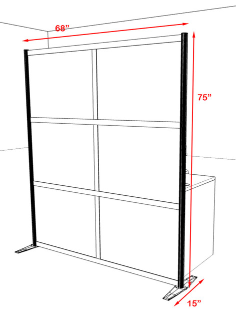 One Loft Modern Office Home Aluminum Frame Partition / Divider / Sneeze Guard, #UT-ALU-P18-C