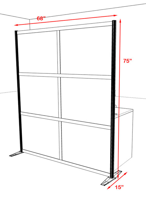 One Loft Modern Office Home Aluminum Frame Partition / Divider / Sneeze Guard, #UT-ALU-P19-B