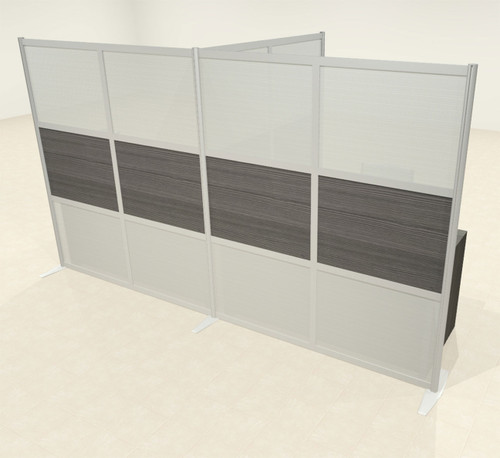 One T Shaped Loft Modern Office Home Aluminum Frame Partition / Divider / Sneeze Guard, #UT-ALU-P64-B