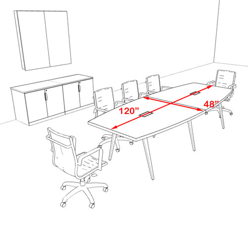 Modern Boat shaped 10' Feet Conference Table, #OF-CON-CW10