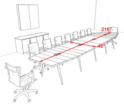 Modern Boat shaped 18' Feet Conference Table, #OF-CON-CW38