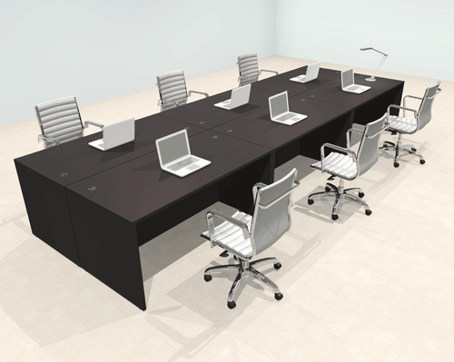 Six Person Modern Office Workstation Desk Set, #OT-SUL-FPN12