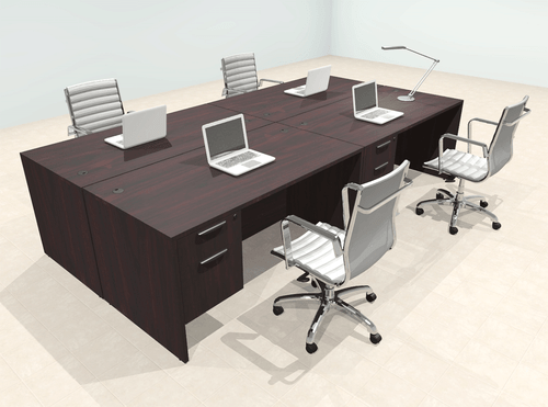Four Person Modern Office Workstation Desk Set, #OT-SUL-FPN19