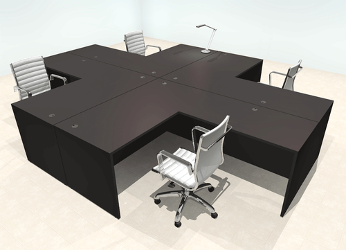 Four Person Modern Office Workstation Desk Set, #OT-SUL-FPN32