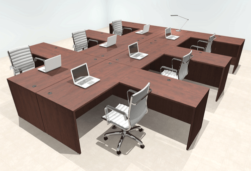 Six Person Modern Office Workstation Desk Set, #OT-SUL-FPN34