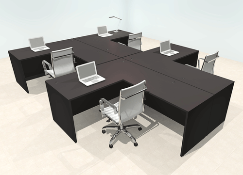 Four Person Modern Office Workstation Desk Set, #OT-SUL-SPN48
