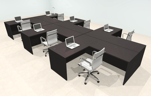 Six Person Modern Office Workstation Desk Set, #OT-SUL-SPN52