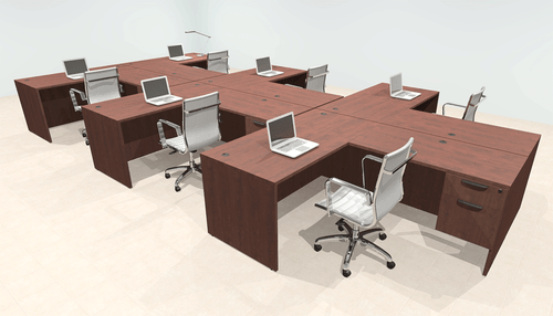 Six Person Modern Office Workstation Desk Set, #OT-SUL-SPN62