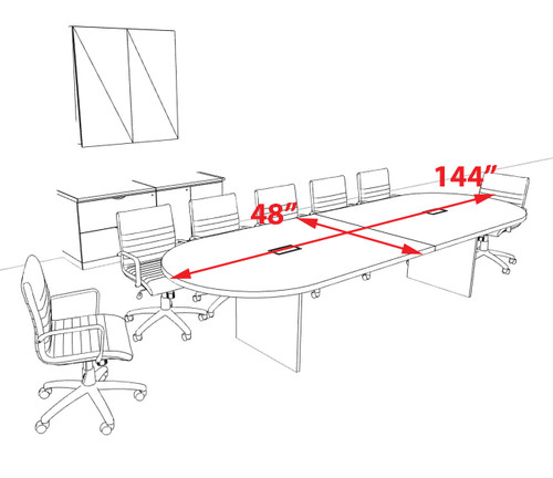 Modern Racetrack 12' Feet Conference Table, #OF-CON-CR12