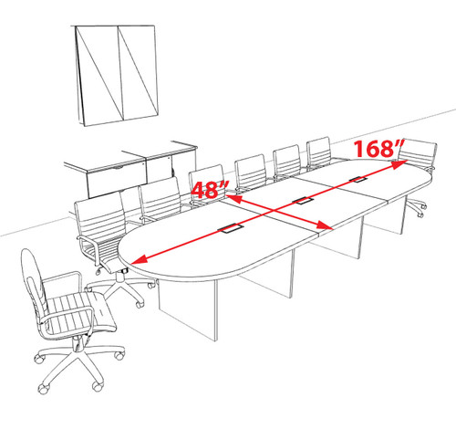 Modern Racetrack 14' Feet Conference Table, #OF-CON-CR17