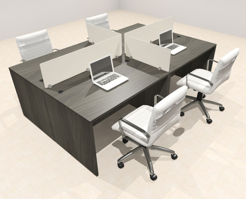Four Person Modern Acrylic Divider Office Workstation Desk Set, #OT-SUS-FP10