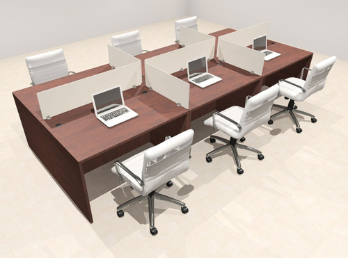 Six Person Modern Acrylic Divider Office Workstation Desk Set, #OT-SUS-FP12