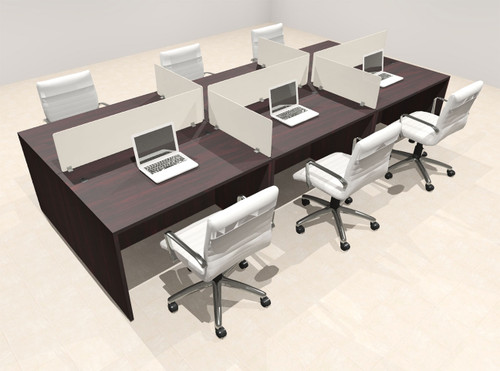 Six Person Modern Acrylic Divider Office Workstation Desk Set, #OT-SUS-FP13