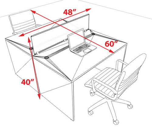 Two Person Modern Acrylic Divider Office Workstation Desk Set, #OT-SUS-FP2