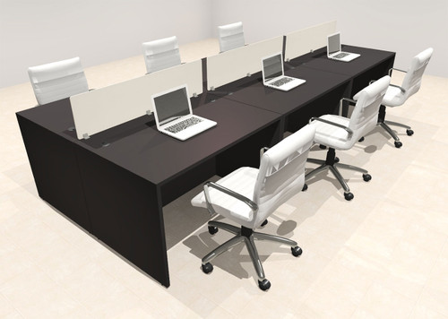 Six Person Modern Acrylic Divider Office Workstation Desk Set, #OT-SUS-FP24