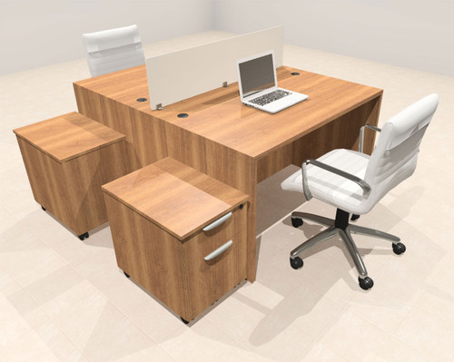 Two Person Modern Acrylic Divider Office Workstation Desk Set, #OT-SUS-FP26