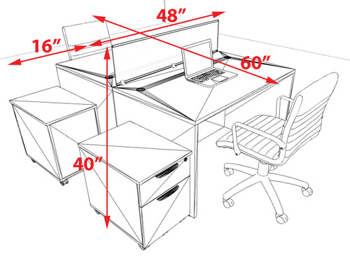 Two Person Modern Acrylic Divider Office Workstation Desk Set, #OT-SUS-FP26