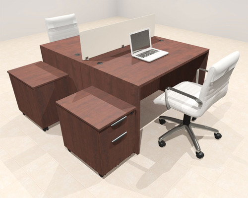 Two Person Modern Acrylic Divider Office Workstation Desk Set, #OT-SUS-FP27