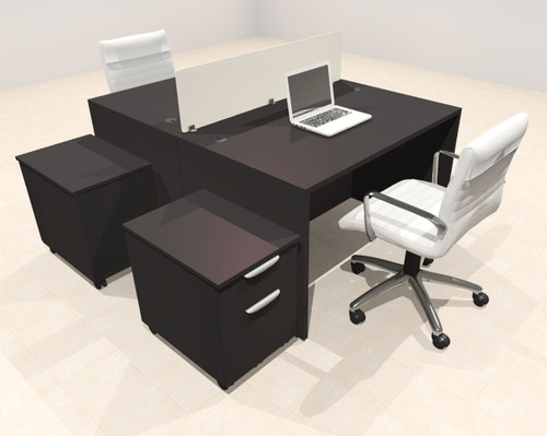 Two Person Modern Acrylic Divider Office Workstation Desk Set, #OT-SUS-FP29
