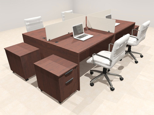 Four Person Modern Acrylic Divider Office Workstation Desk Set, #OT-SUS-FP32