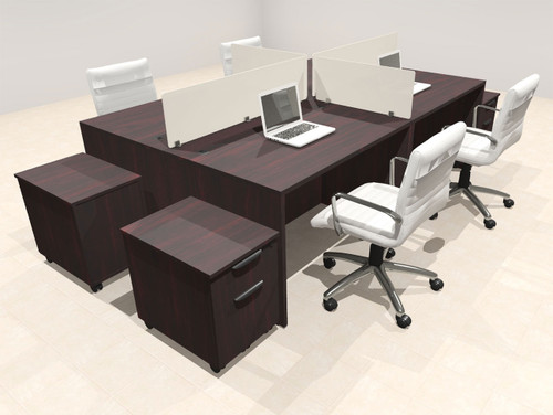 Four Person Modern Acrylic Divider Office Workstation Desk Set, #OT-SUS-FP33