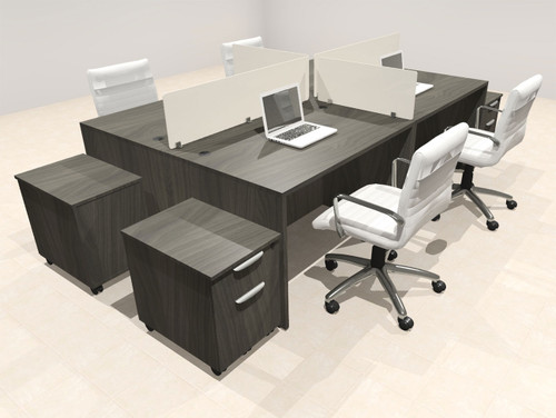 Four Person Modern Acrylic Divider Office Workstation Desk Set, #OT-SUS-FP35