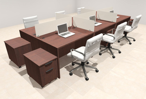 Six Person Modern Acrylic Divider Office Workstation Desk Set, #OT-SUS-FP37