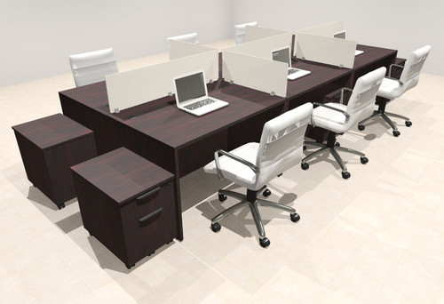 Six Person Modern Acrylic Divider Office Workstation Desk Set, #OT-SUS-FP38