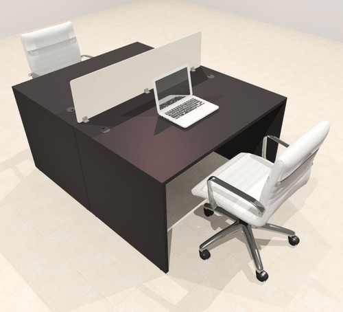 Two Person Modern Acrylic Divider Office Workstation Desk Set, #OT-SUS-FP4