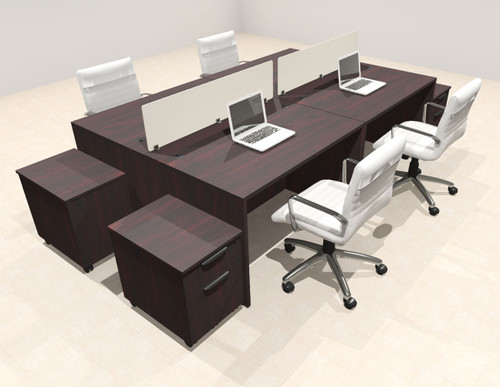 Four Person Modern Acrylic Divider Office Workstation Desk Set, #OT-SUS-FP43