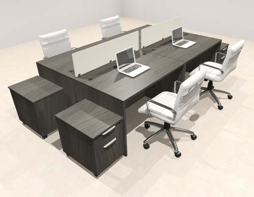 Four Person Modern Acrylic Divider Office Workstation Desk Set, #OT-SUS-FP45