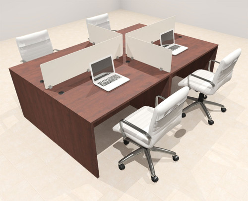 Four Person Modern Acrylic Divider Office Workstation Desk Set, #OT-SUS-FP7