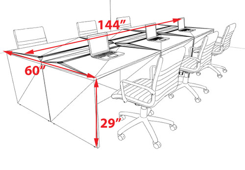 Six Person Modern No Panel Office Workstation Desk Set, #OT-SUS-FPN14