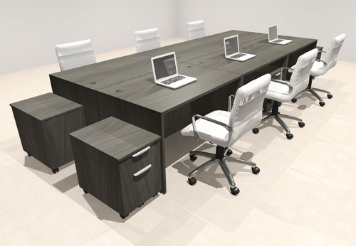 Six Person Modern No Panel Office Workstation Desk Set, #OT-SUS-FPN40