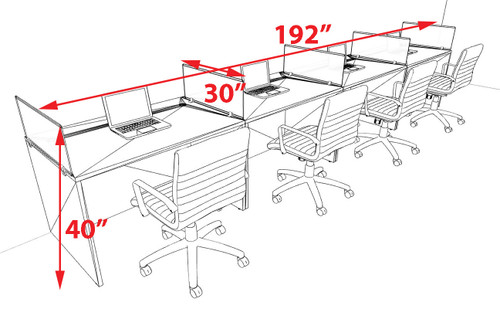 Four Person Modern Acrylic Divider Office Workstation Desk Set, #OT-SUS-SP15