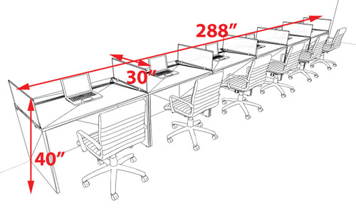 Six Person Modern Acrylic Divider Office Workstation Desk Set, #OT-SUS-SP25