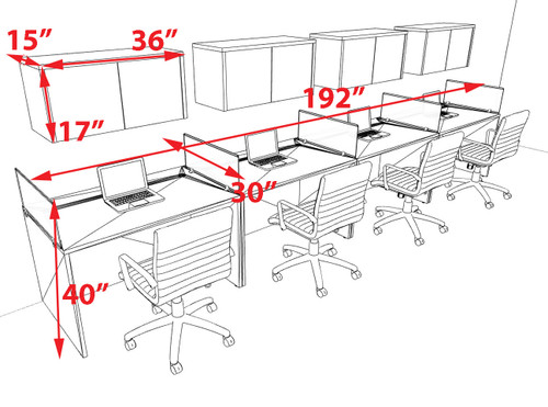 Four Person Modern Acrylic Divider Office Workstation Desk Set, #OT-SUS-SP38