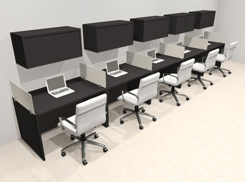 Five Person Modern Acrylic Divider Office Workstation Desk Set, #OT-SUS-SP44