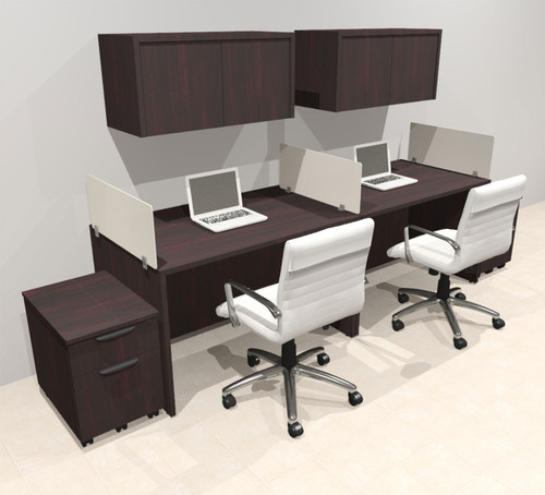 Two Person Modern Acrylic Divider Office Workstation Desk Set, #OT-SUS-SP48
