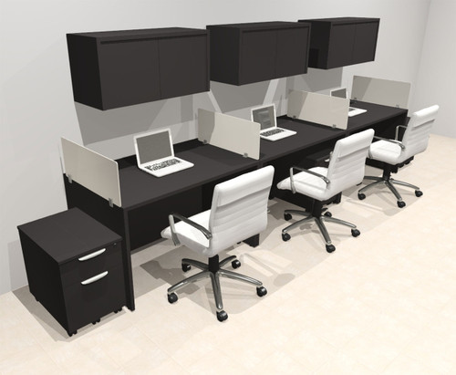 Three Person Modern Acrylic Divider Office Workstation Desk Set, #OT-SUS-SP54