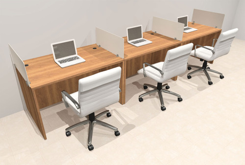 Three Person Modern Acrylic Divider Office Workstation Desk Set, #OT-SUS-SP6