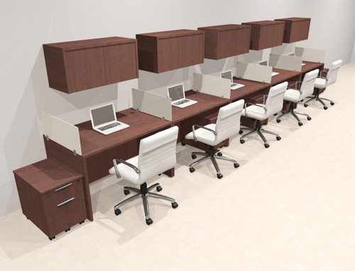 Five Person Modern Acrylic Divider Office Workstation Desk Set, #OT-SUS-SP62