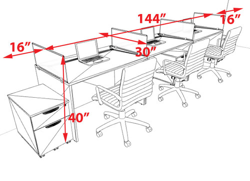 Three Person Modern Acrylic Divider Office Workstation Desk Set, #OT-SUS-SP75